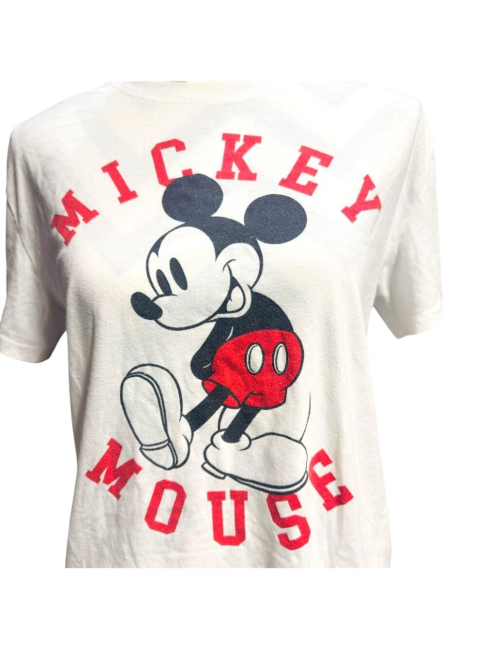 Disney Women’s Large Mickey Mouse T-Shirt White Graphic Short Sleeve Tee - Picture 3 of 7